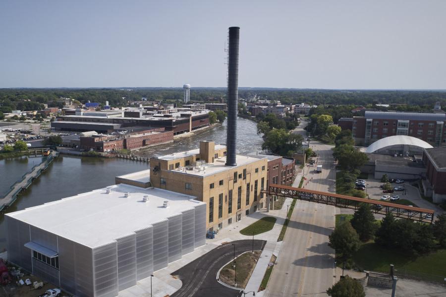 Right on the Rock River, this former power plant is now the Beloit College Powerhouse: a student union and athletic facility.
