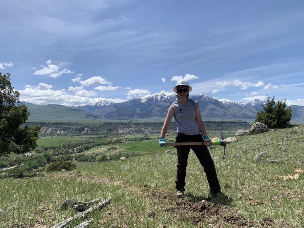 Senior Emmalynn May led cohorts of teens in park trail maintenance excursions in mountainous Mont...