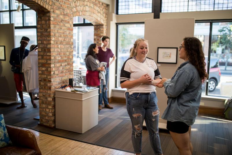 Beloit College students show their artwork at Gallery ABBA in the CELEB building in downtown Belo...